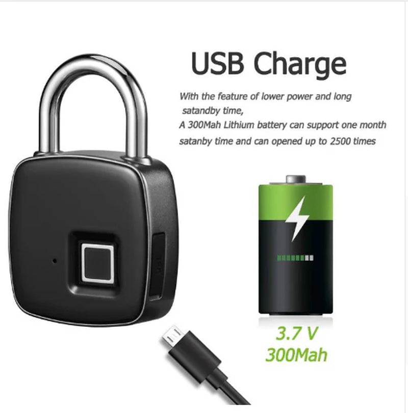 Biometric Security Latch Smart Bolt Theft-Proof Entry Lock Exterior Gate Fastener Travel Case Lock Digital Fingerprint Lock