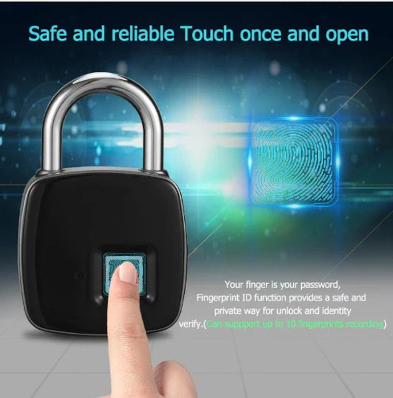 Biometric Security Latch Smart Bolt Theft-Proof Entry Lock Exterior Gate Fastener Travel Case Lock Digital Fingerprint Lock